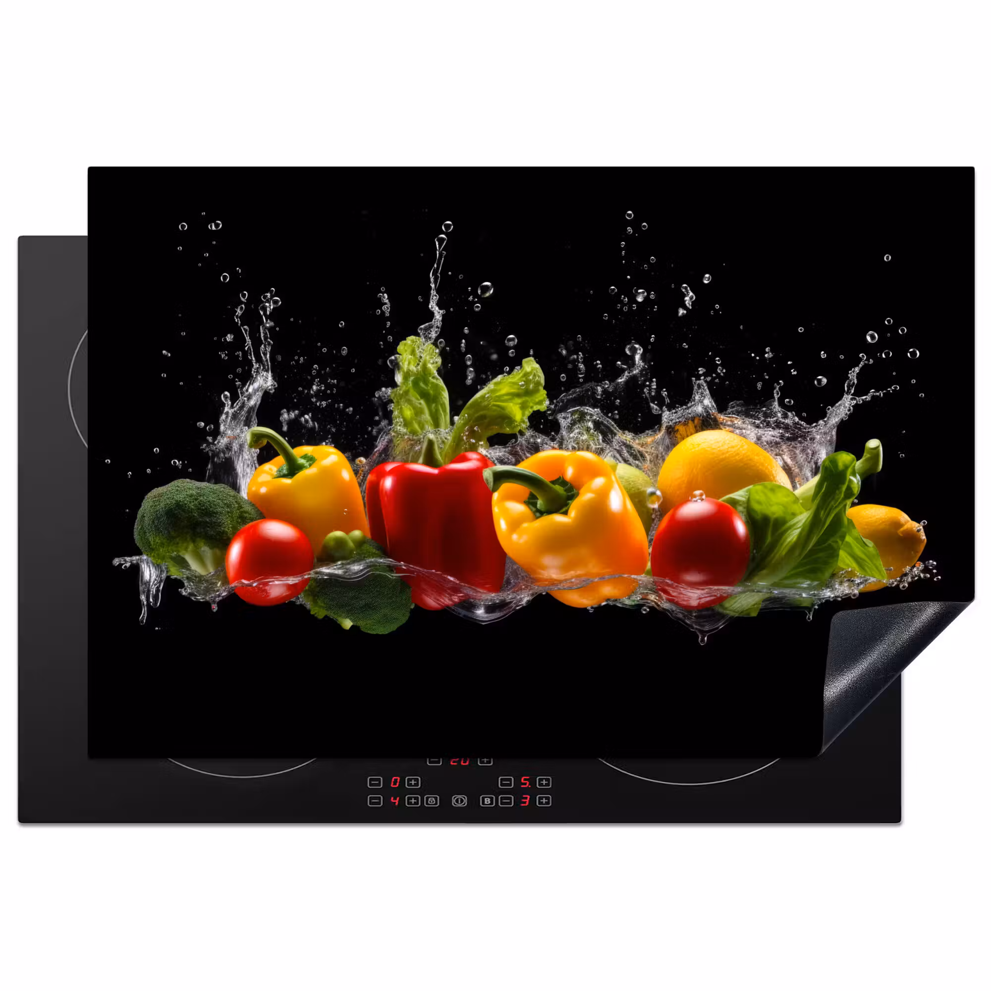 Inductie beschermer - Paprika - Water - Groente - Zwart