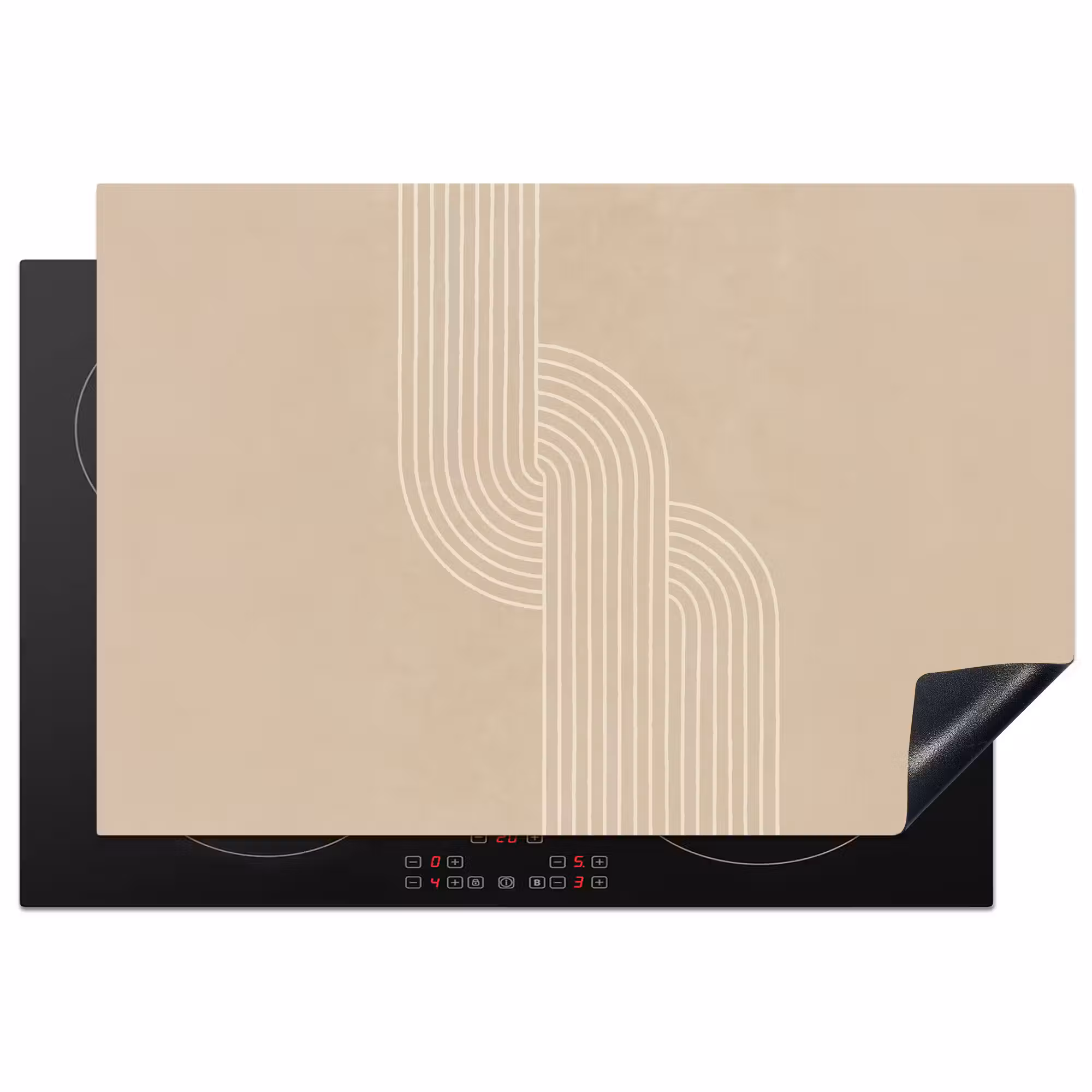 Inductie beschermer - Parallelle lijnen - Lichte textuur - Beige