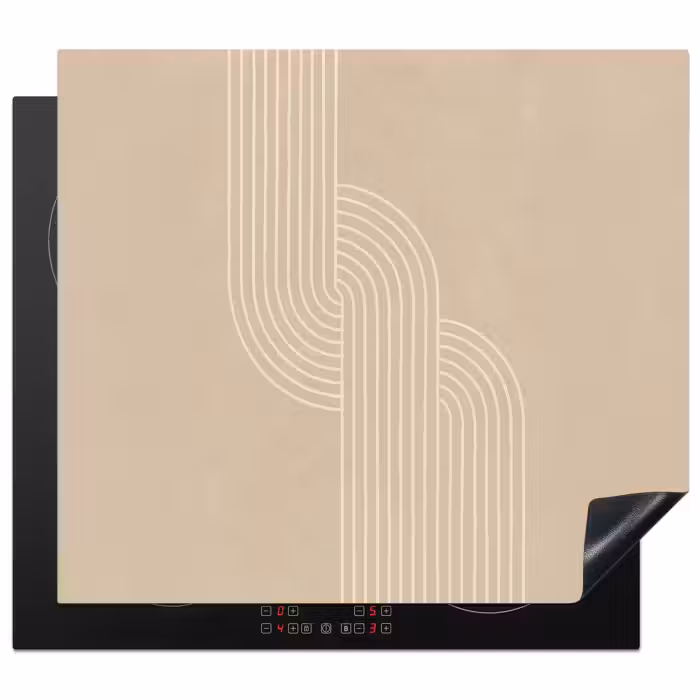 Inductie beschermer - Parallelle lijnen - Lichte textuur - Beige