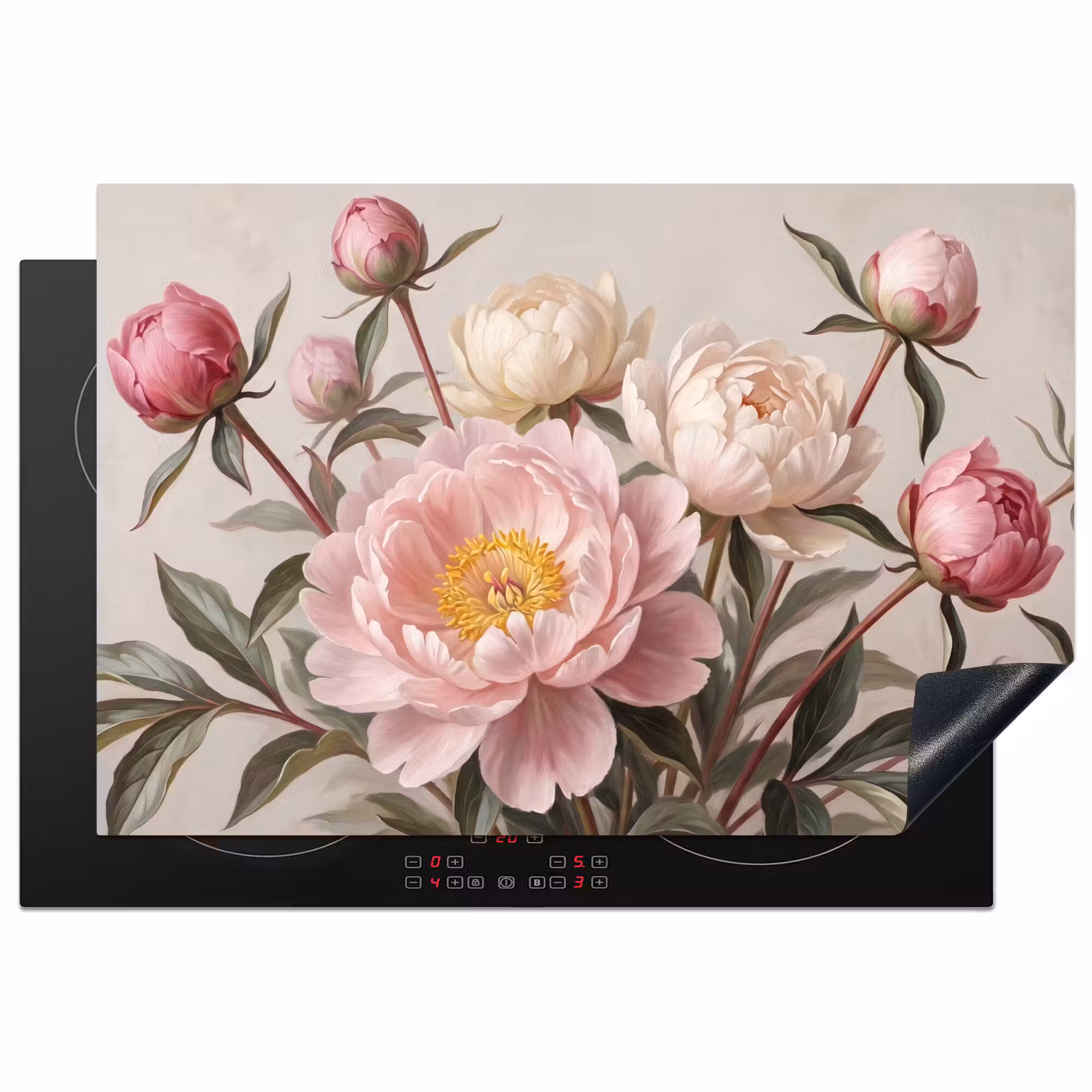 Inductie beschermer - Pioenrozen - Boeket - Roze