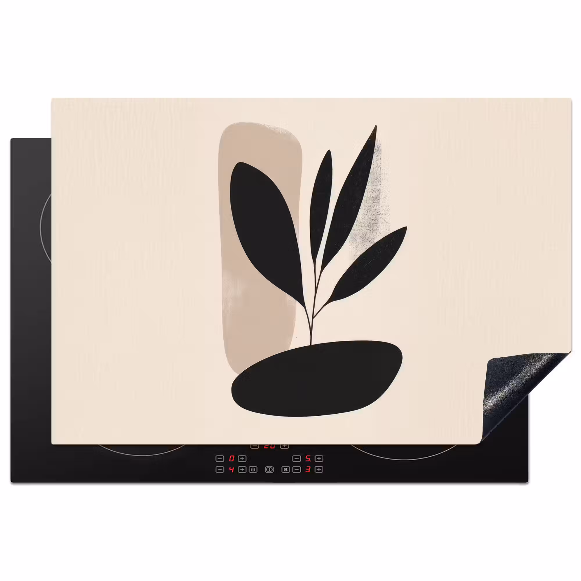 Inductie beschermer - Plant - Beige - Japandi