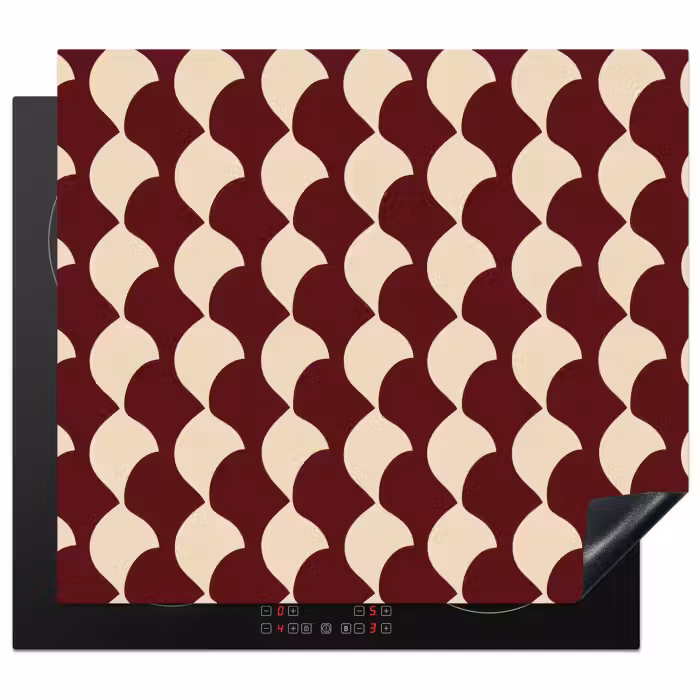 Inductie beschermer - Rood - Tegelpatroon - Crème
