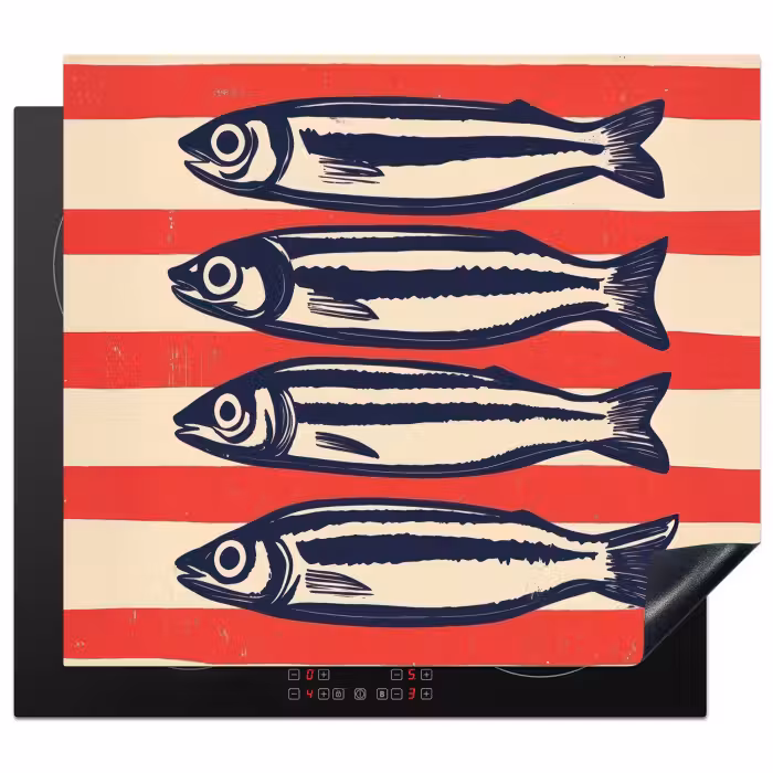Inductie beschermer - Sardines - Rood en beige strepen