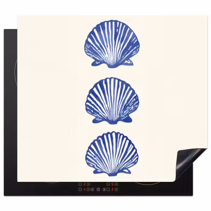Inductie beschermer - Schelpen - Blauw - Patroon