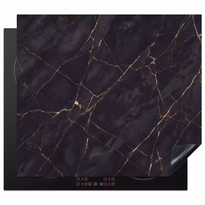 Inductie beschermer - Textuur - Gouden lijnen - Abstract - Modern - Zwart