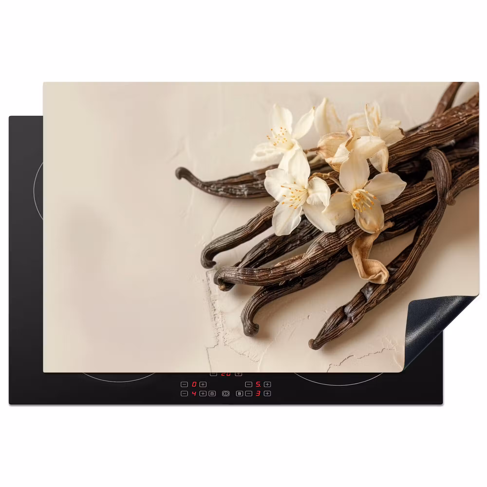 Inductie beschermer - Vanille - Bloemen - Beige