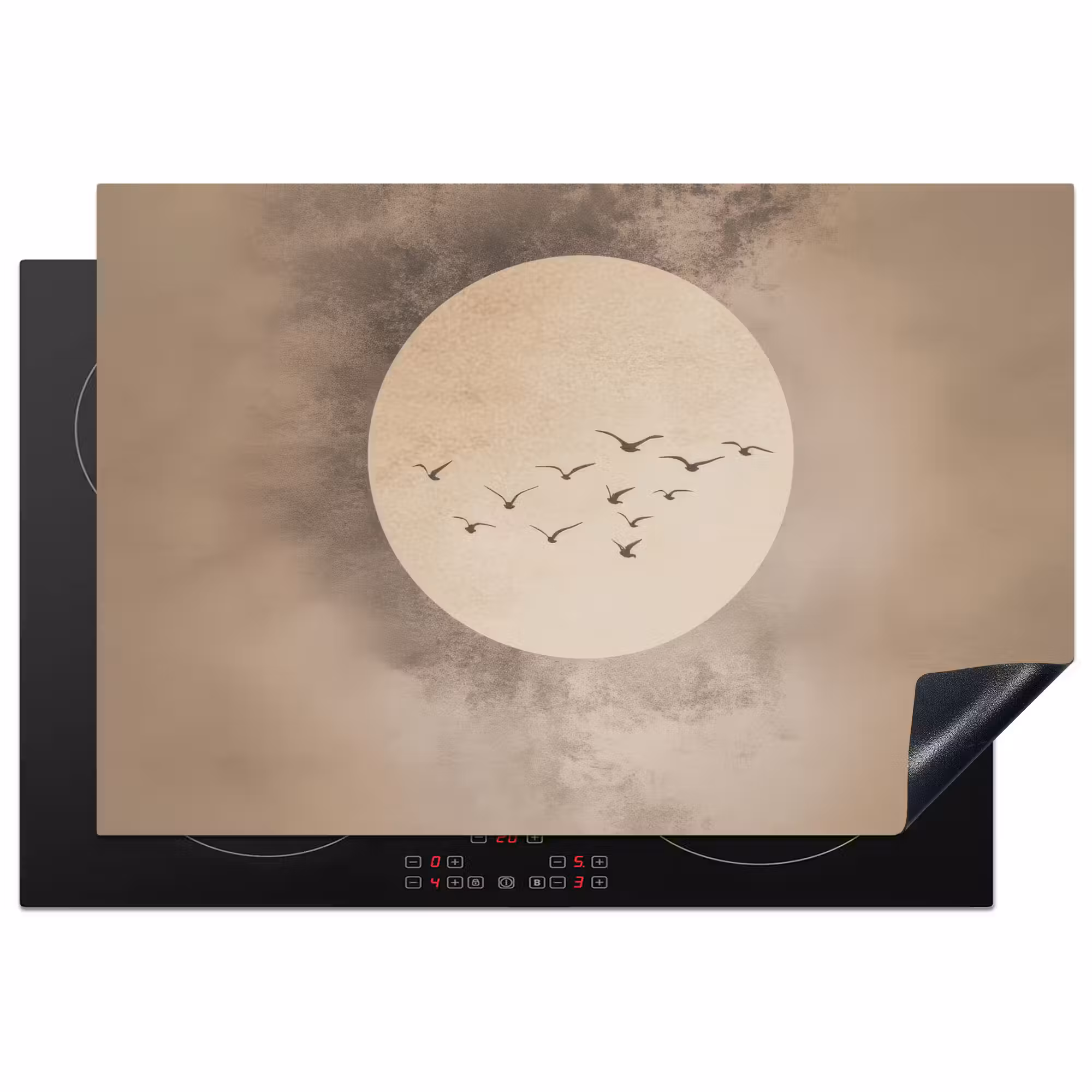 Inductie beschermer - Vogel - Beige - Japandi