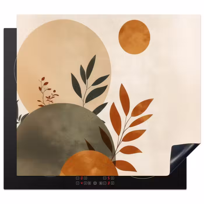 Inductie beschermer - Vormen - Rond - Bladeren - Beige