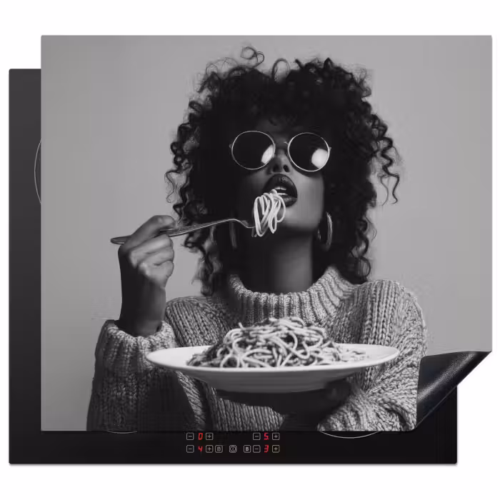 Inductie beschermer - Vrouw - Pasta - Zwart - Wit