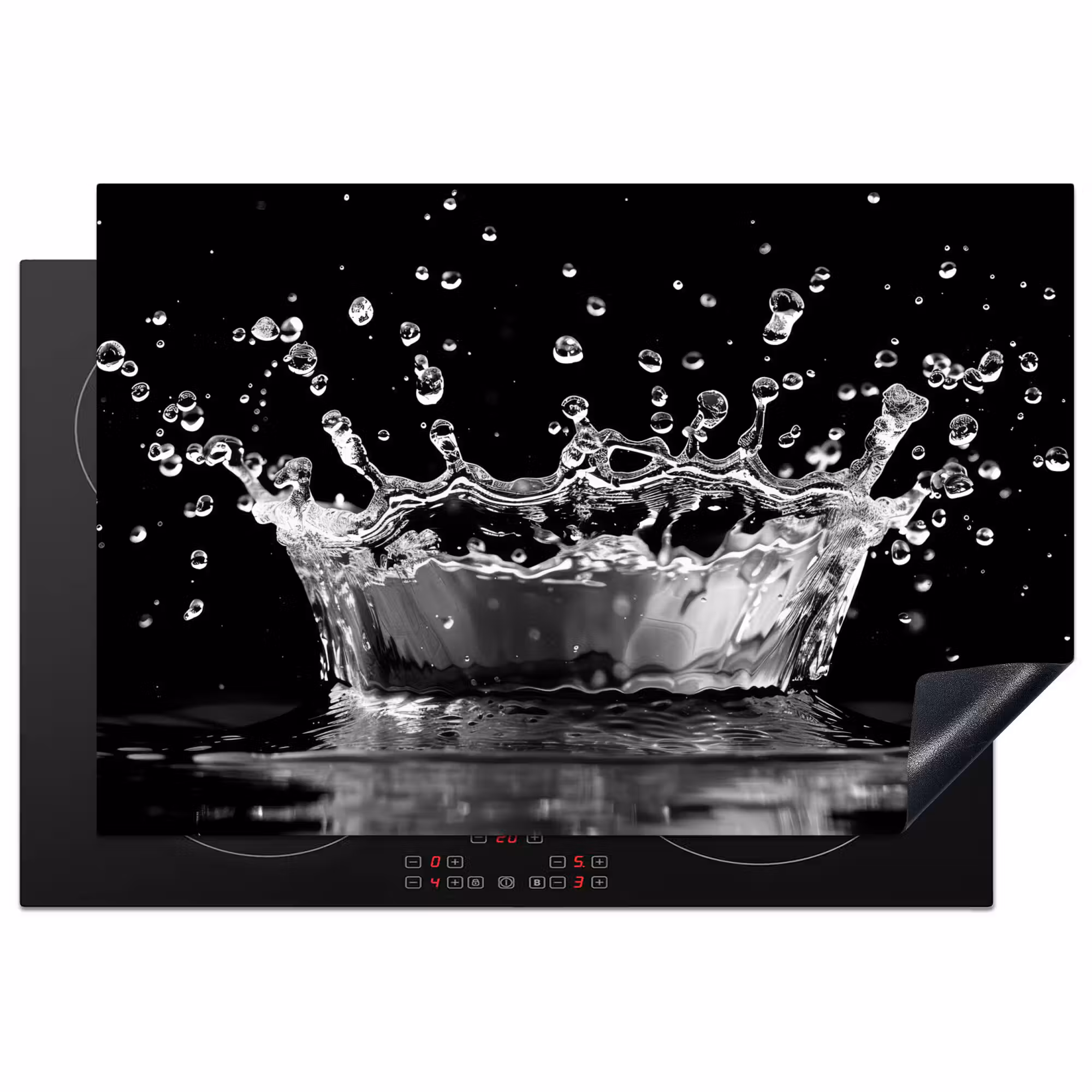 Inductie beschermer - Water - Zwart - Abstract