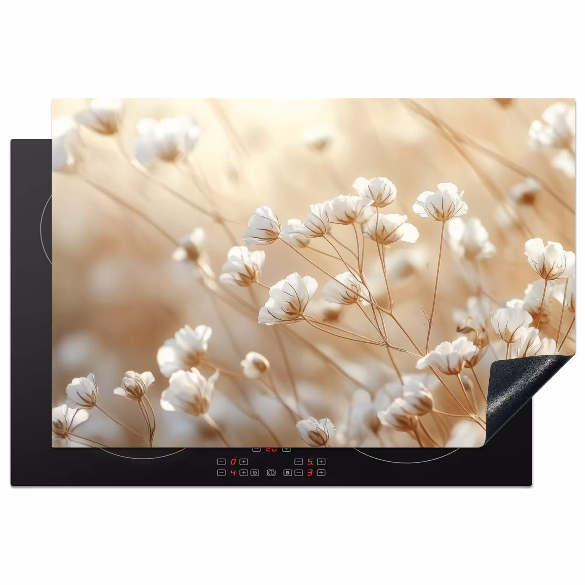 Inductie beschermer - Wilde - Bloemen - Wit