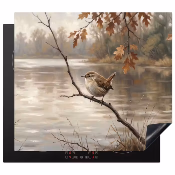 Inductie beschermer - Winterkoninkje - Tak - Rivier - Natuur - Sfeervol
