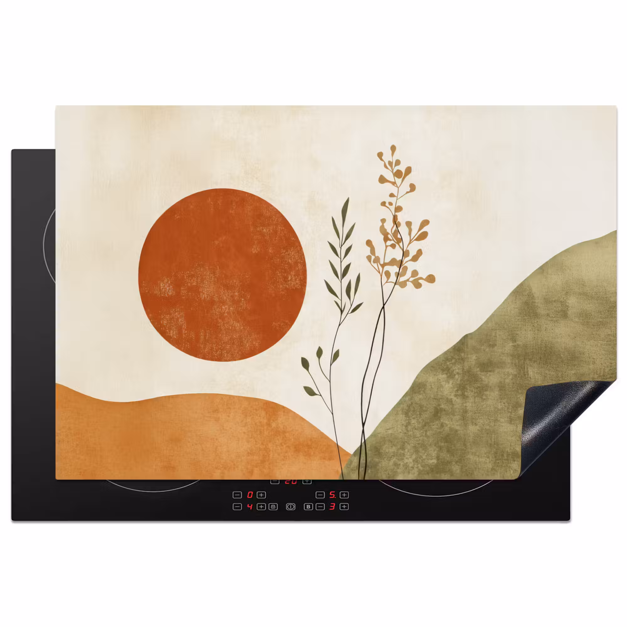 Inductie beschermer - Zon - Abstract - Takken - Oranje