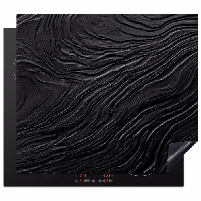 Inductie beschermer - Zwart - Abstract - Hout