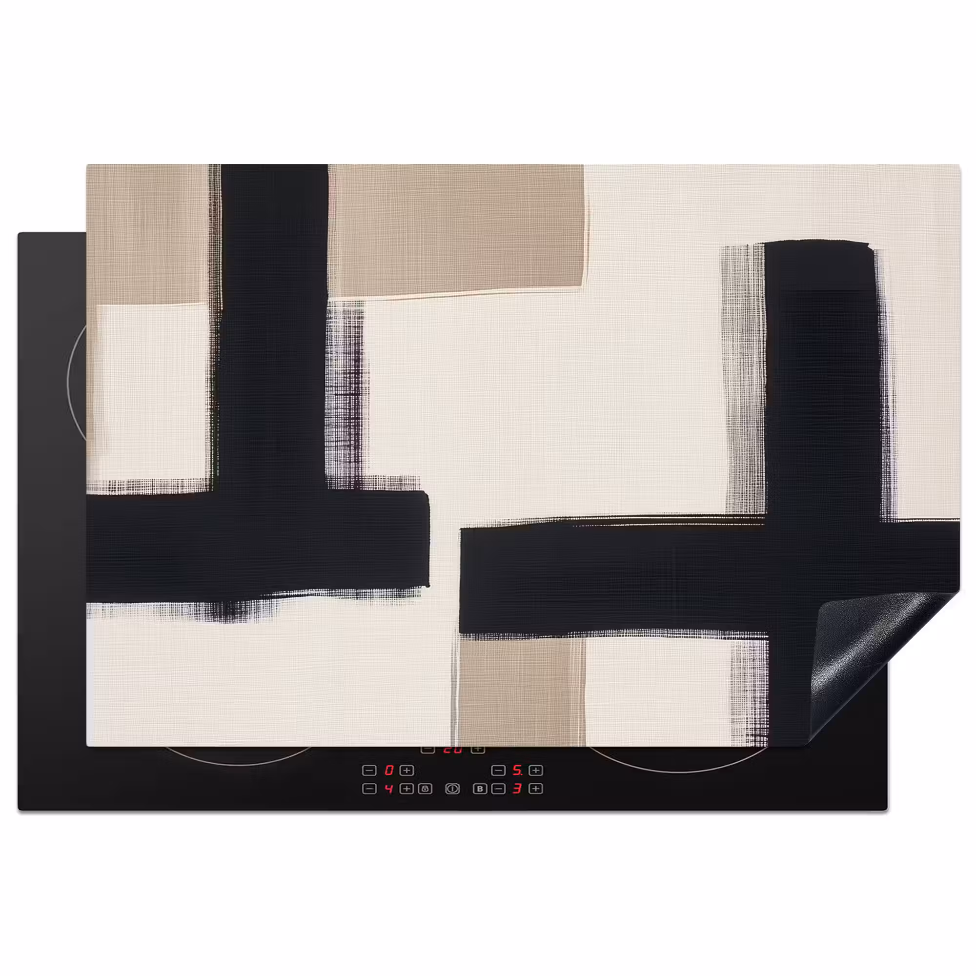 Inductie beschermer - Zwart - Abstract - Japandi