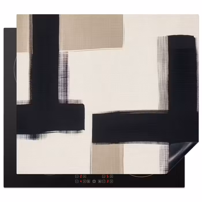 Inductie beschermer - Zwart - Abstract - Japandi