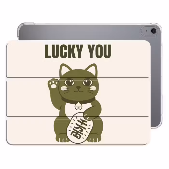 iPad hoes - Kat - Geluk - Dieren - Modern - Groen