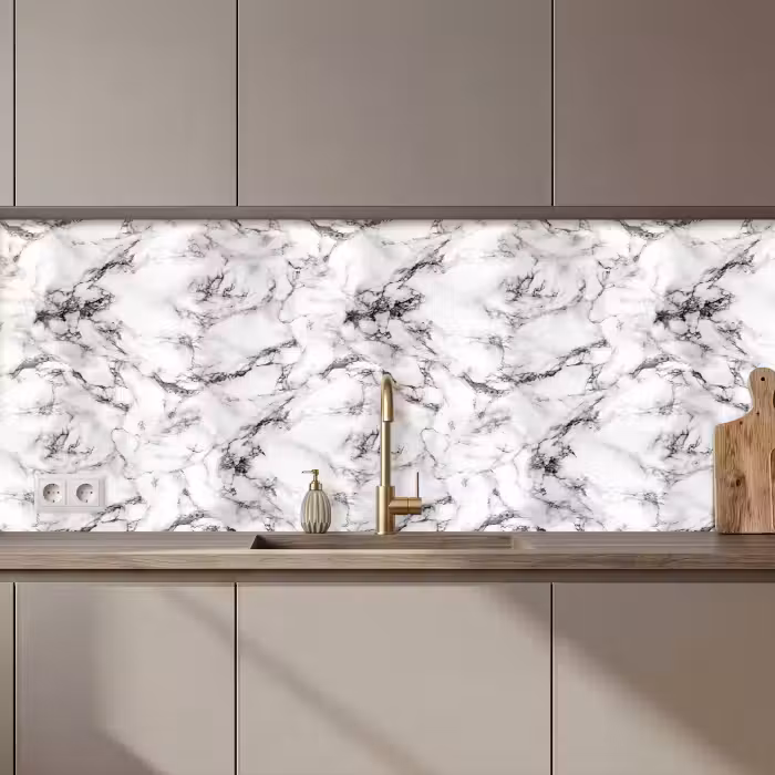 Keuken achterwand - Marmer - Zwart - Dramatisch - Wit
