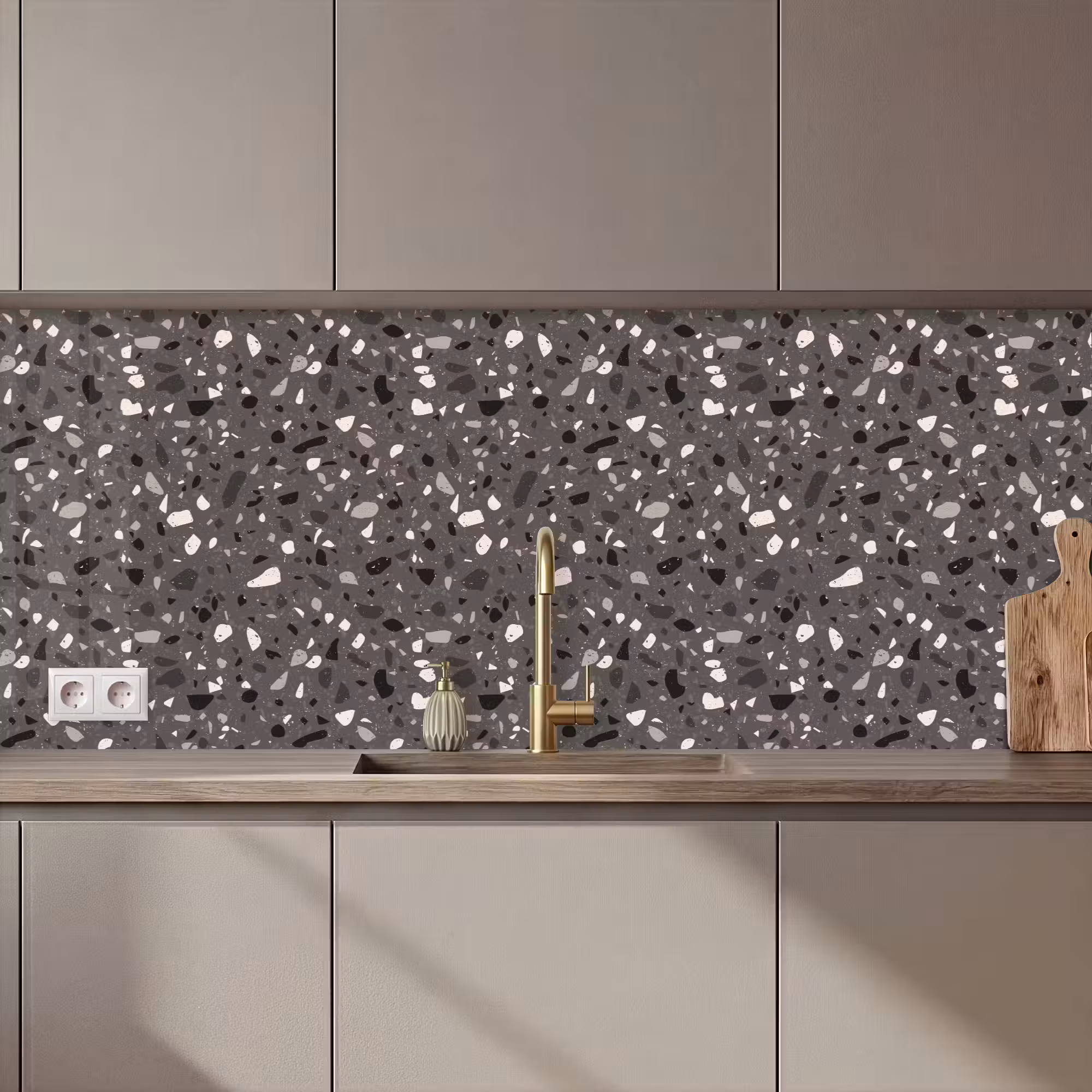 Keuken achterwand - Terrazzo - Patroon - Grijs