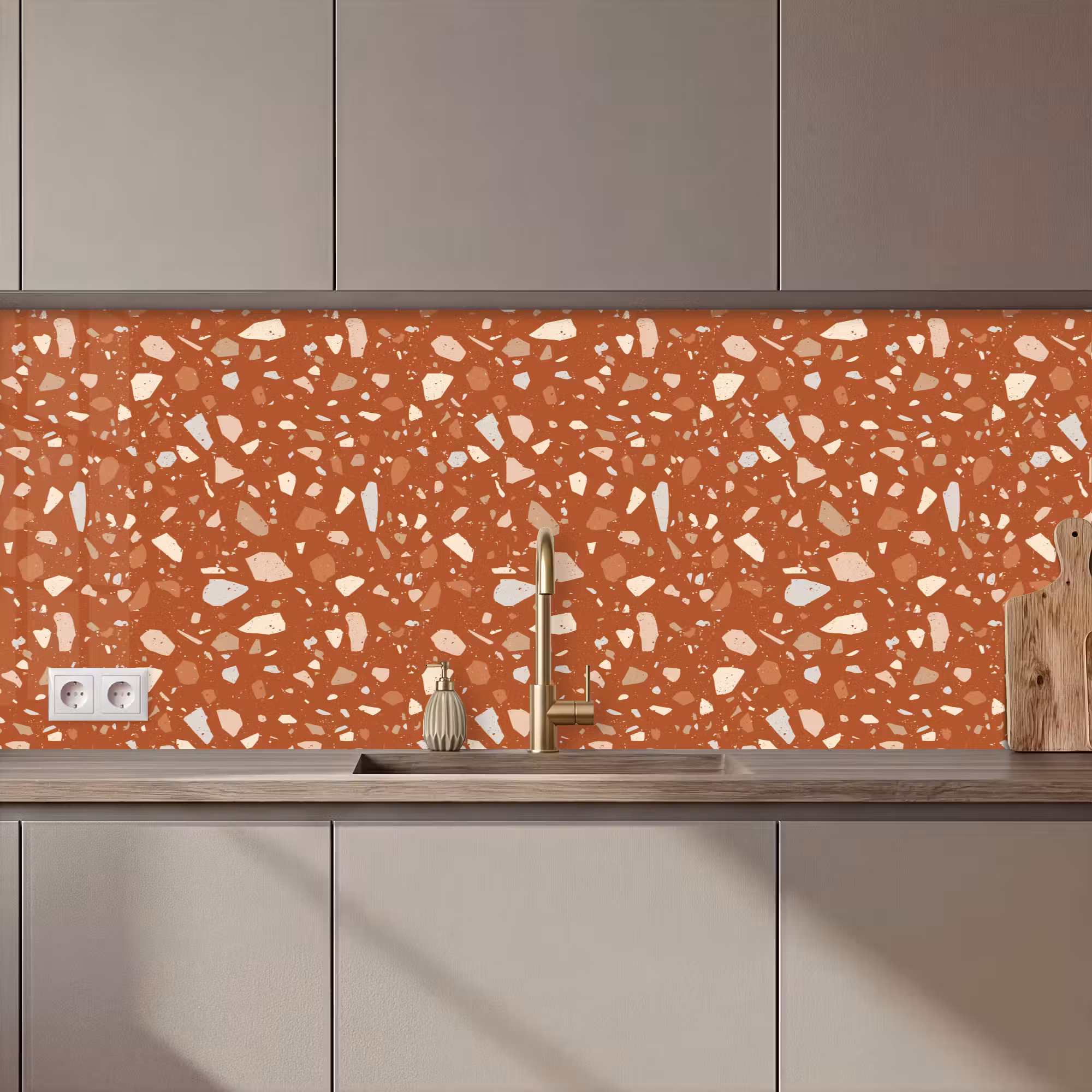 Keuken achterwand - Terrazzo - Patroon - Klei