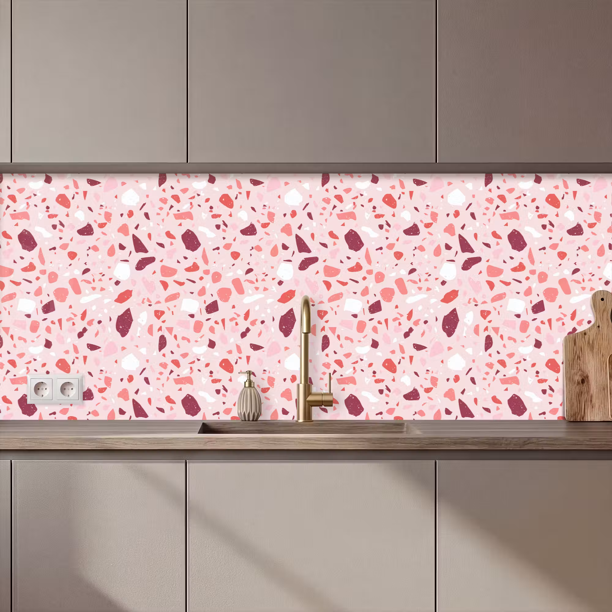 Keuken achterwand - Terrazzo - Patroon - Roze
