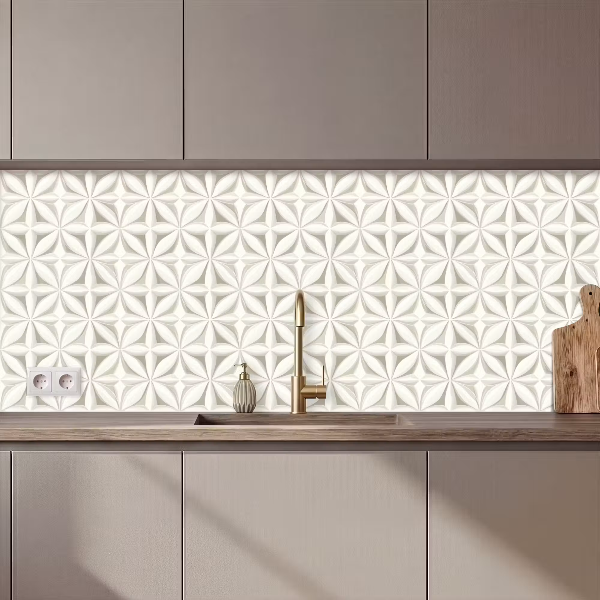 Keuken achterwand - Abstract - Structuur - Grijs - Wit