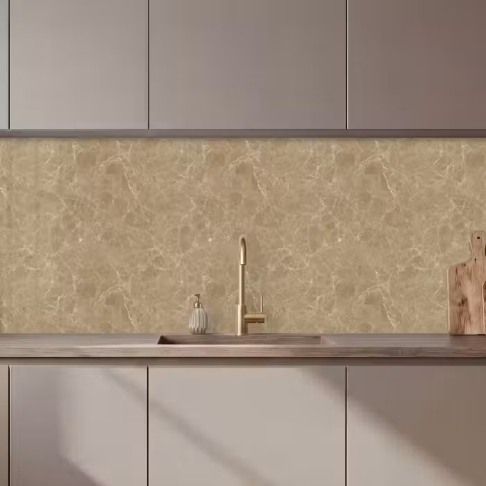 Keuken achterwand - Beige - Marmer - Witte aders