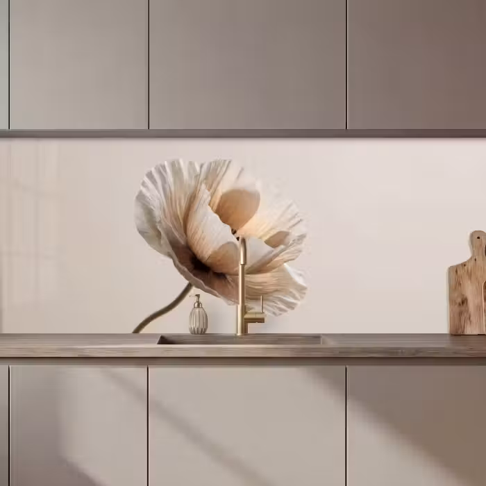 Keuken achterwand - Bloem - Beige - Crème
