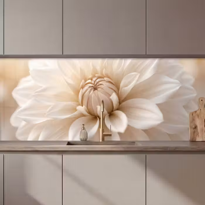 Keuken achterwand - Bloem - Dahlia - Wit
