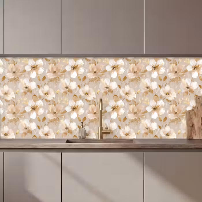 Keuken achterwand - Bloemen - artistiek - Goud