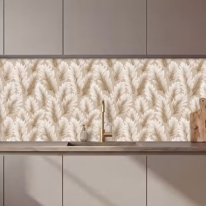 Keuken achterwand - Botanisch - Patroon - Beige
