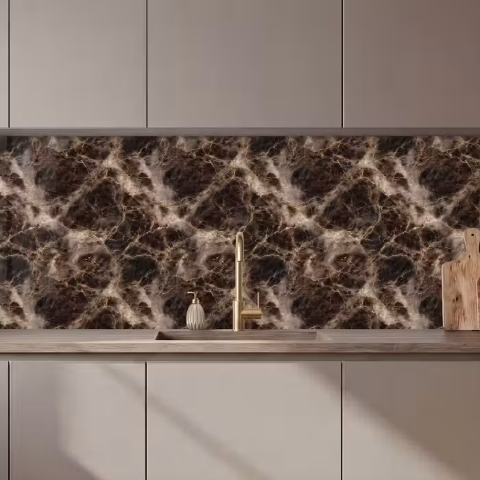 Keuken achterwand - Bruin - Goud - Marmer