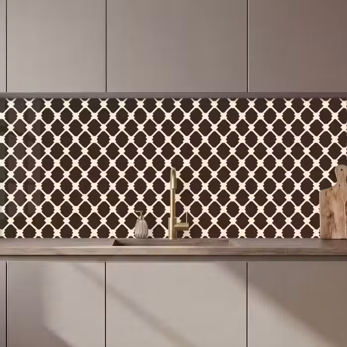 Keuken achterwand - Bruin - Ruitpatroon - Geometrisch