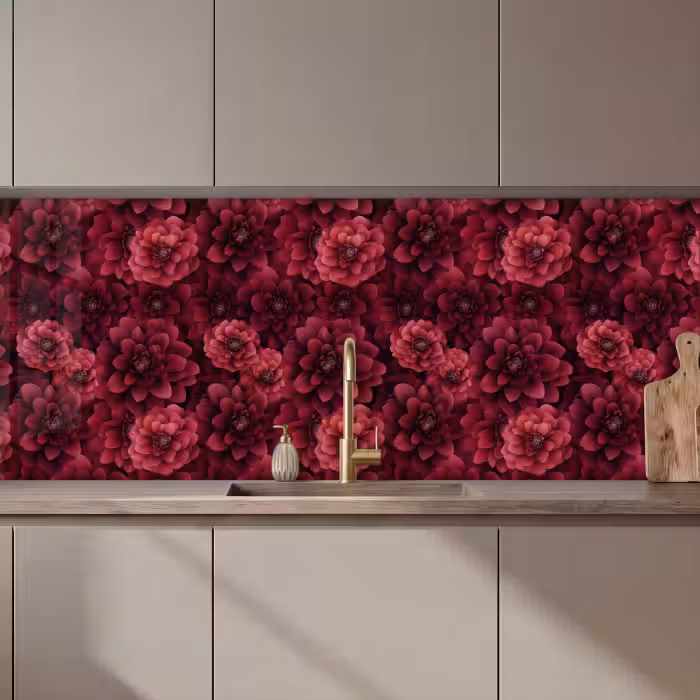 Keuken achterwand - Dahlias - Bloemen - Rood