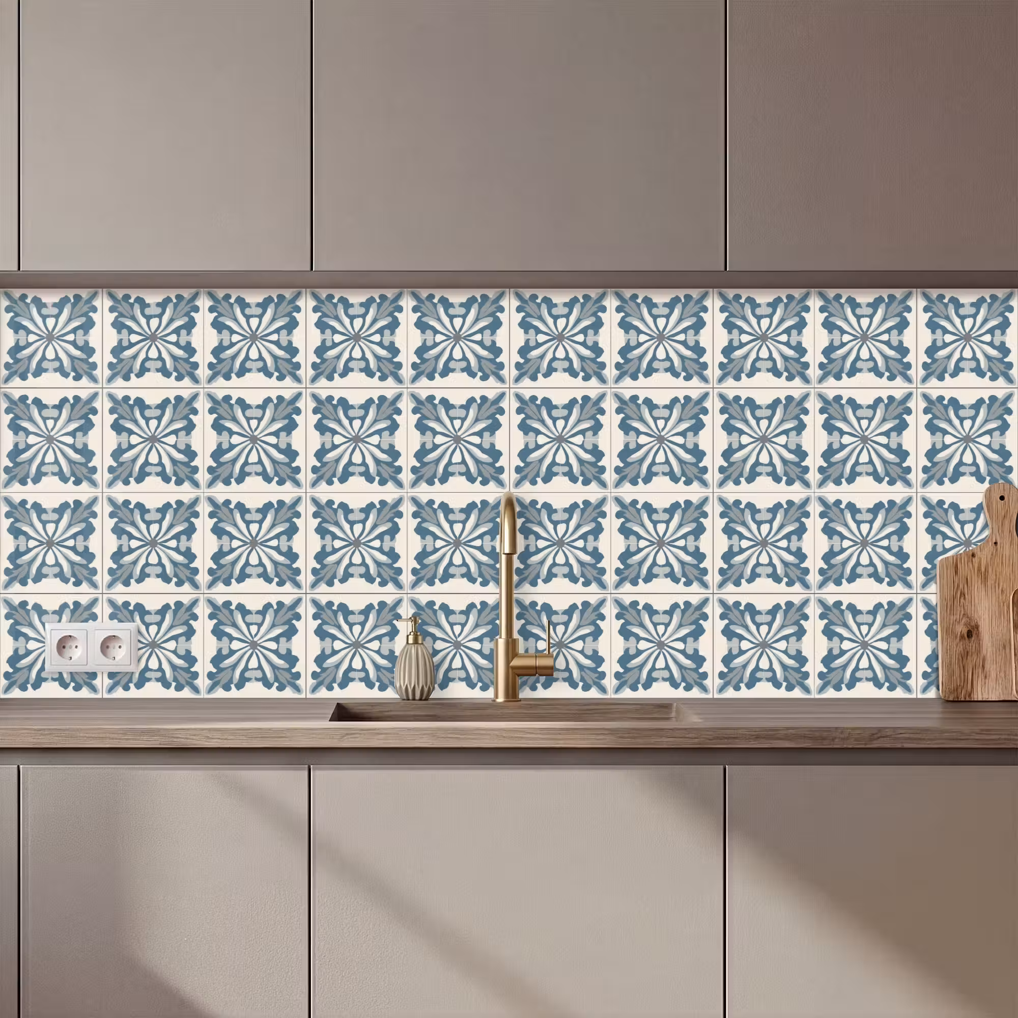 Keuken achterwand - Dessin - Tegel - Blauw