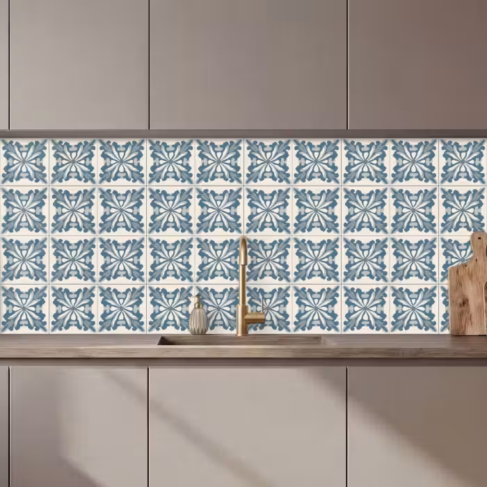 Keuken achterwand - Dessin - Tegel - Blauw