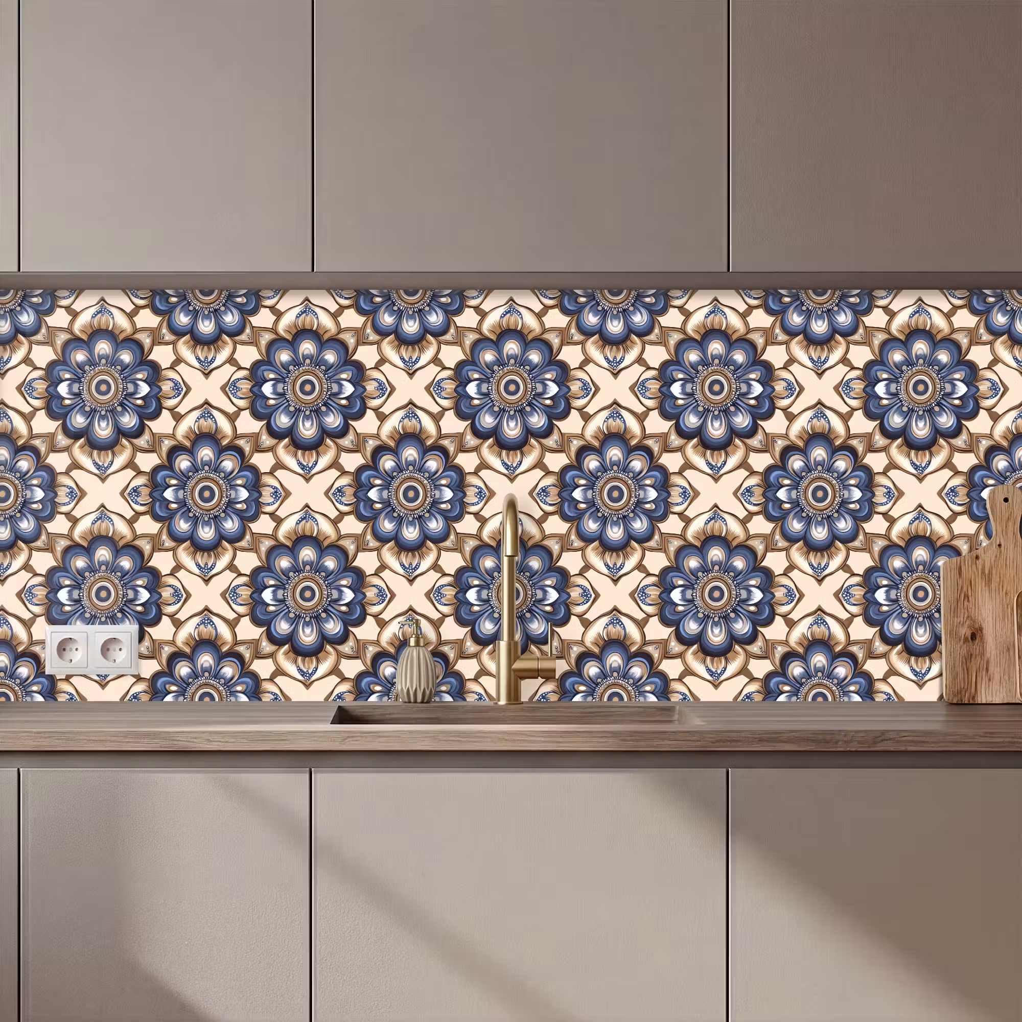 Keuken achterwand - Floraal - Ornament - Blauw