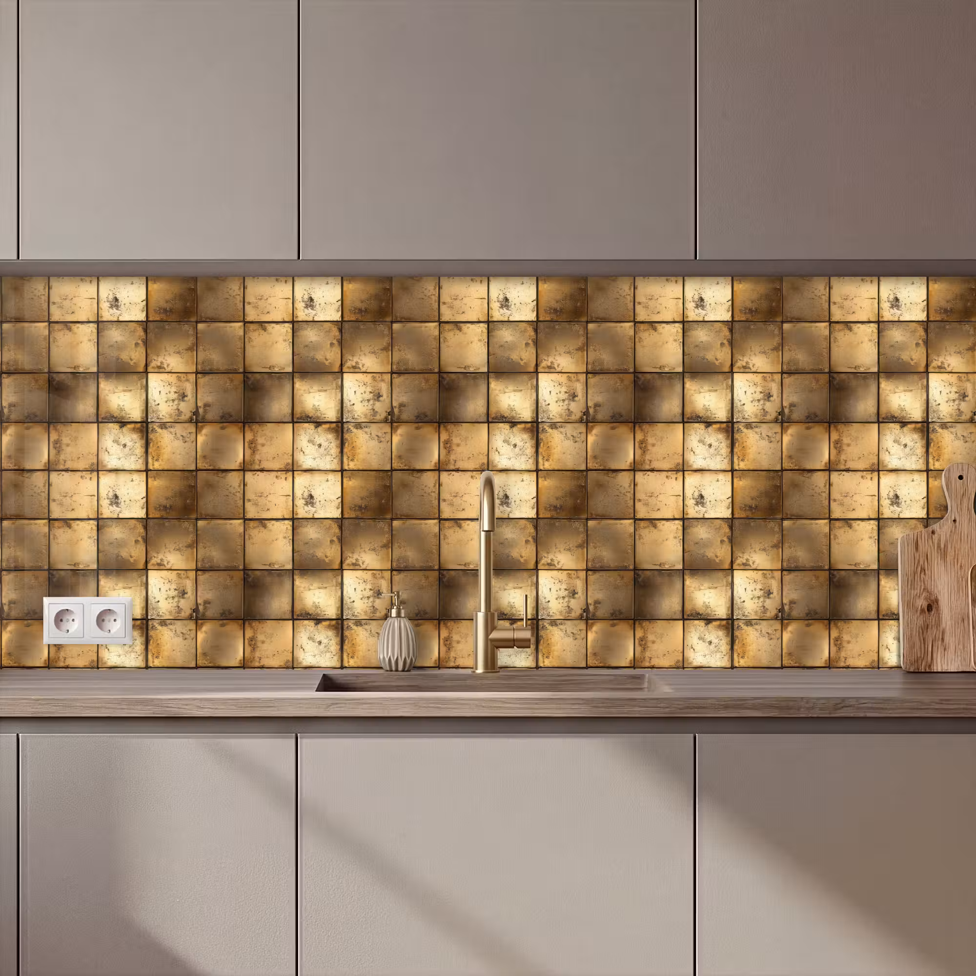 Keuken achterwand - Geometrisch - Tegels - Goud