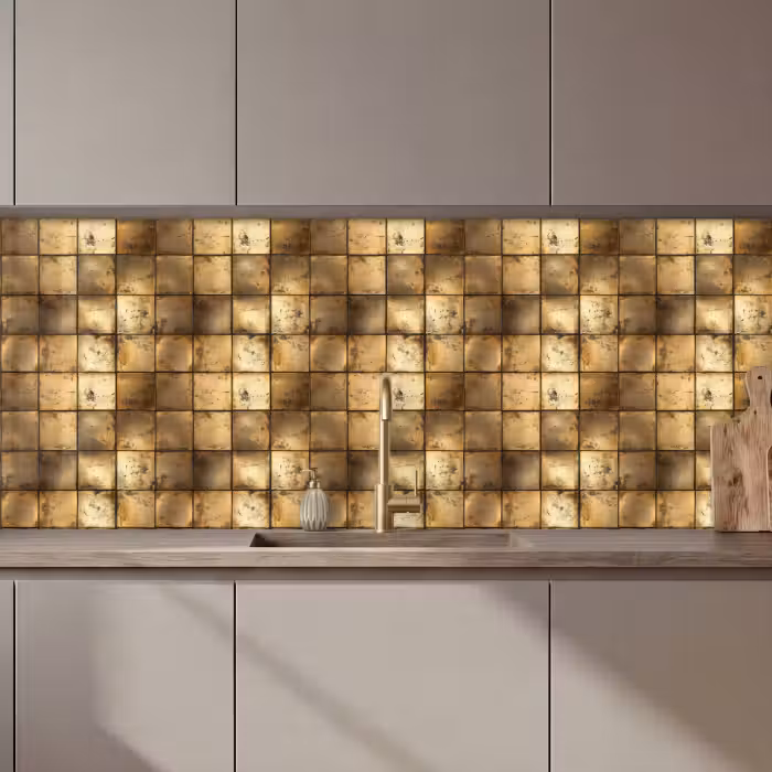 Keuken achterwand - Geometrisch - Tegels - Goud
