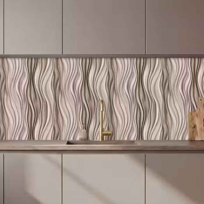 Keuken achterwand - Golven - 3D - Crème