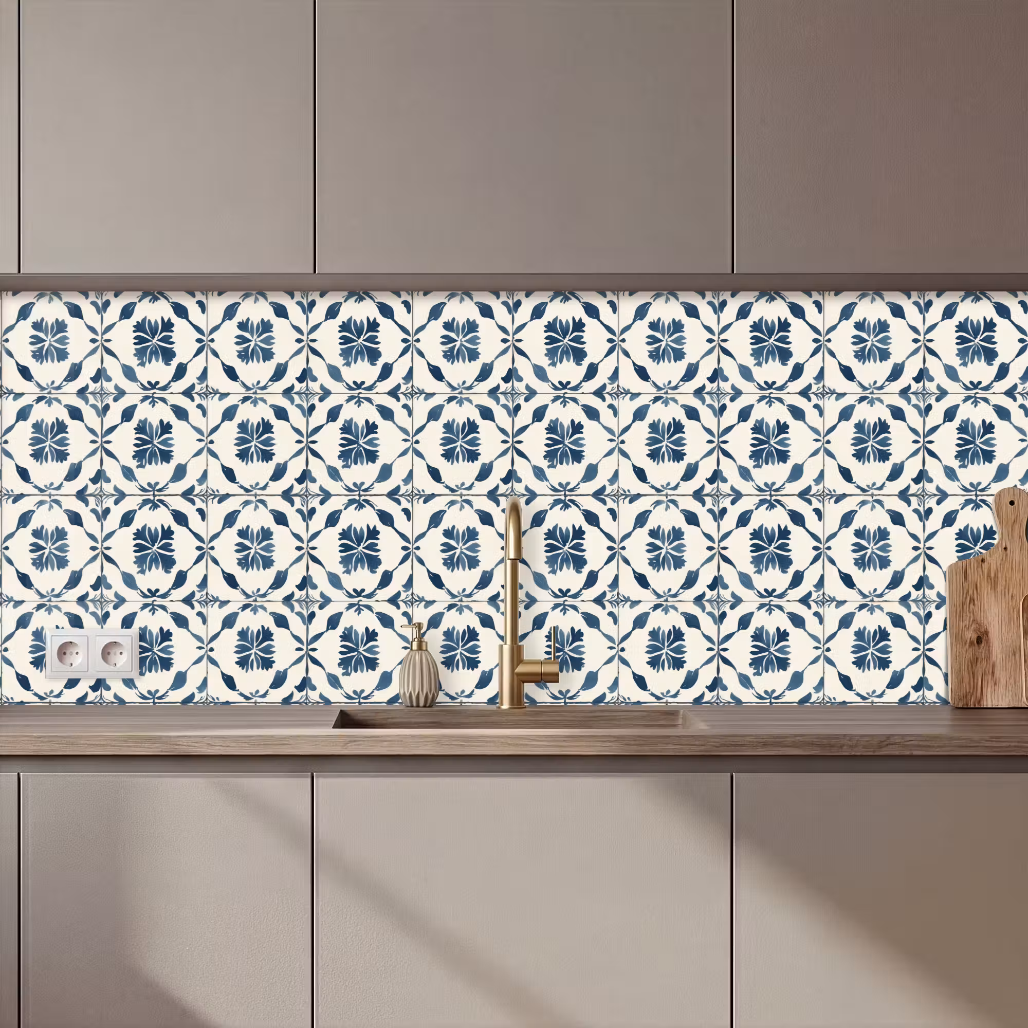 Keuken achterwand - Grafisch - Tegel - Blauw