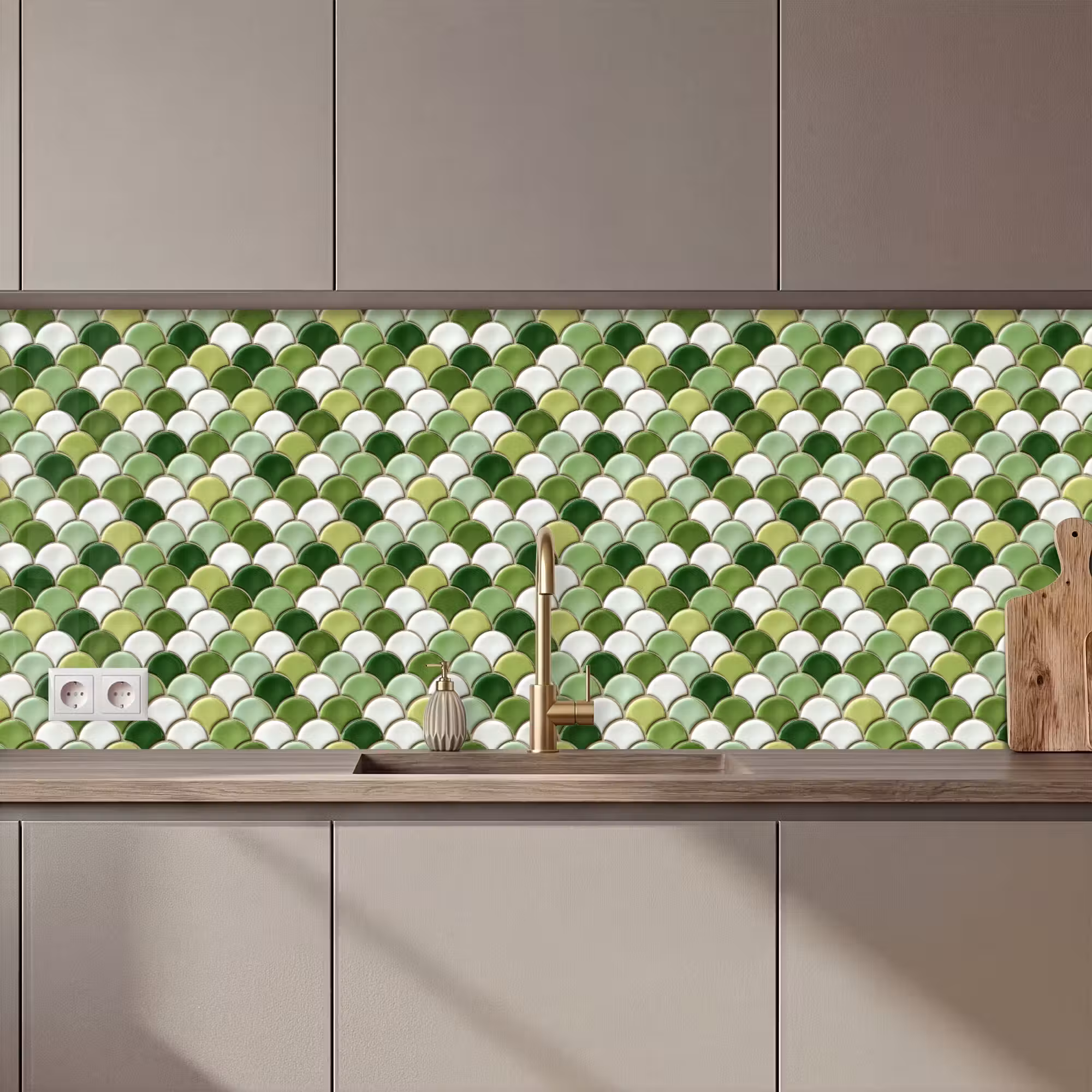 Keuken achterwand - Keramiek - Structuur - Groen - Wit