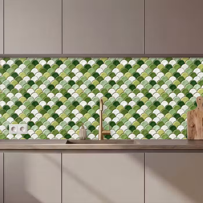 Keuken achterwand - Keramiek - Structuur - Groen - Wit