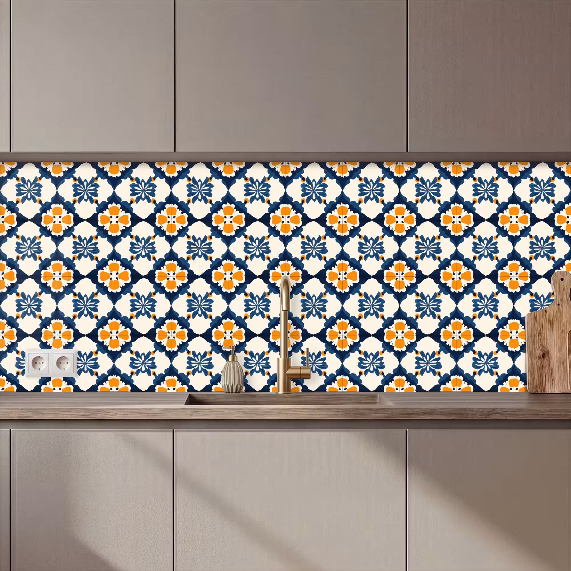 Keuken achterwand - Klassiek - Geometrisch - Blauw