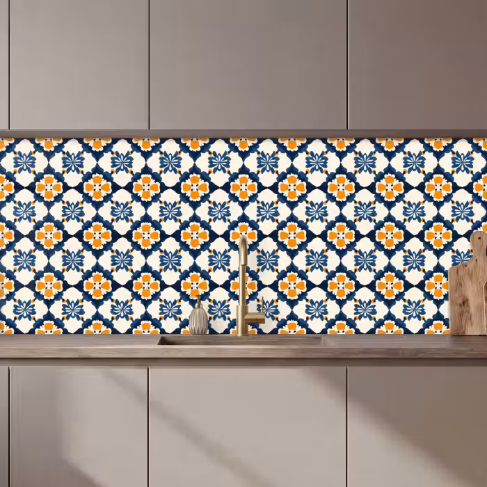 Keuken achterwand - Klassiek - Geometrisch - Blauw