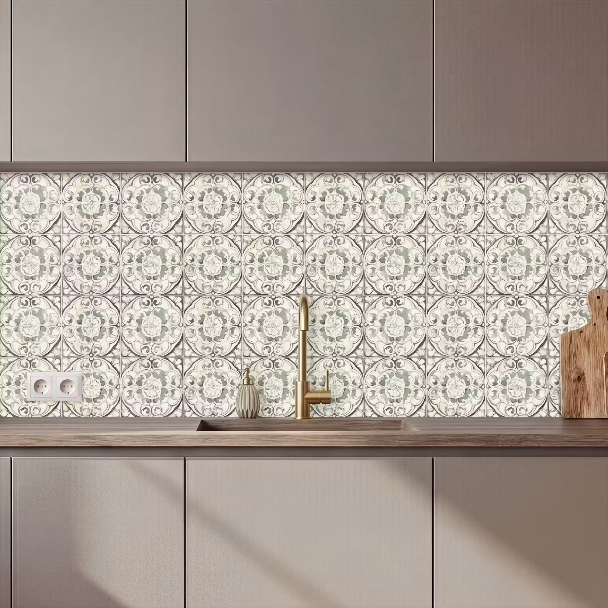 Keuken achterwand - Krulornament - Tegel - Groen