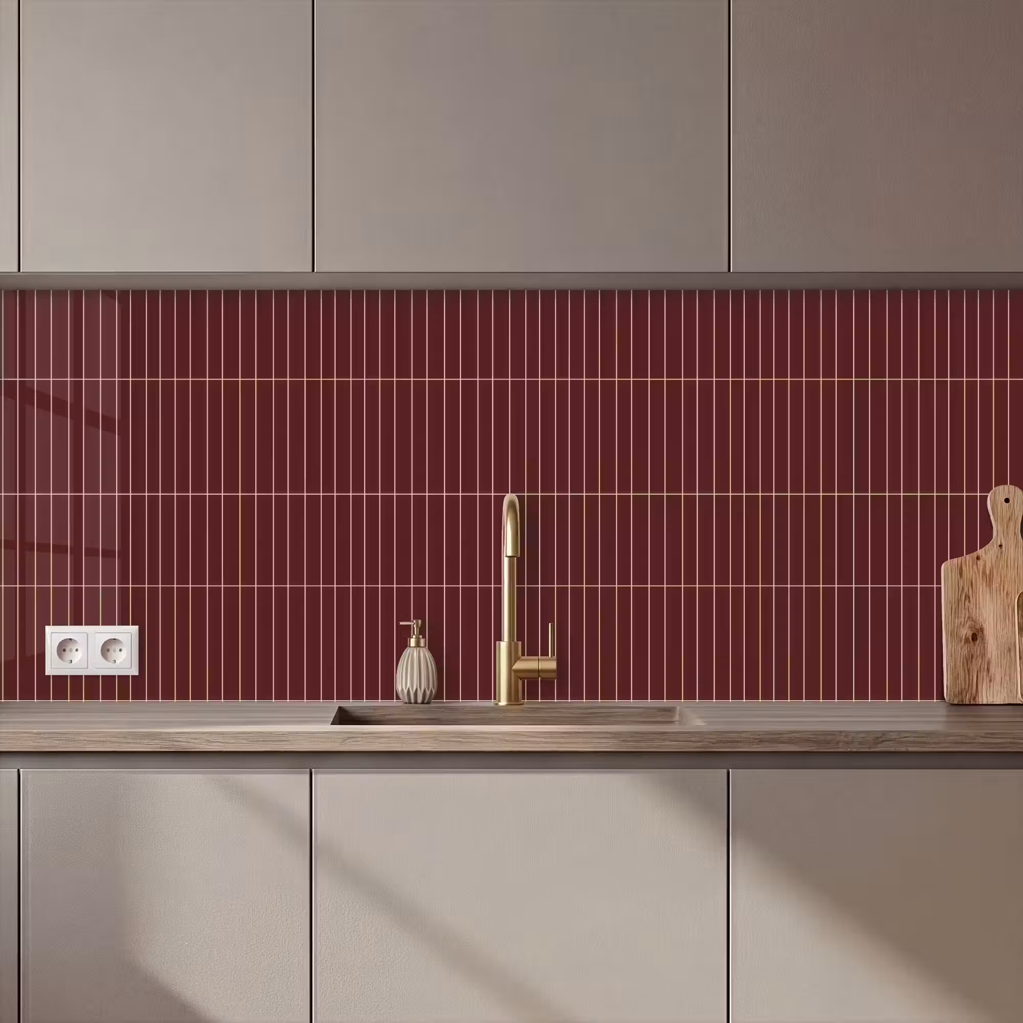 Keuken achterwand - Lijnen - Patroon - Bordeaux