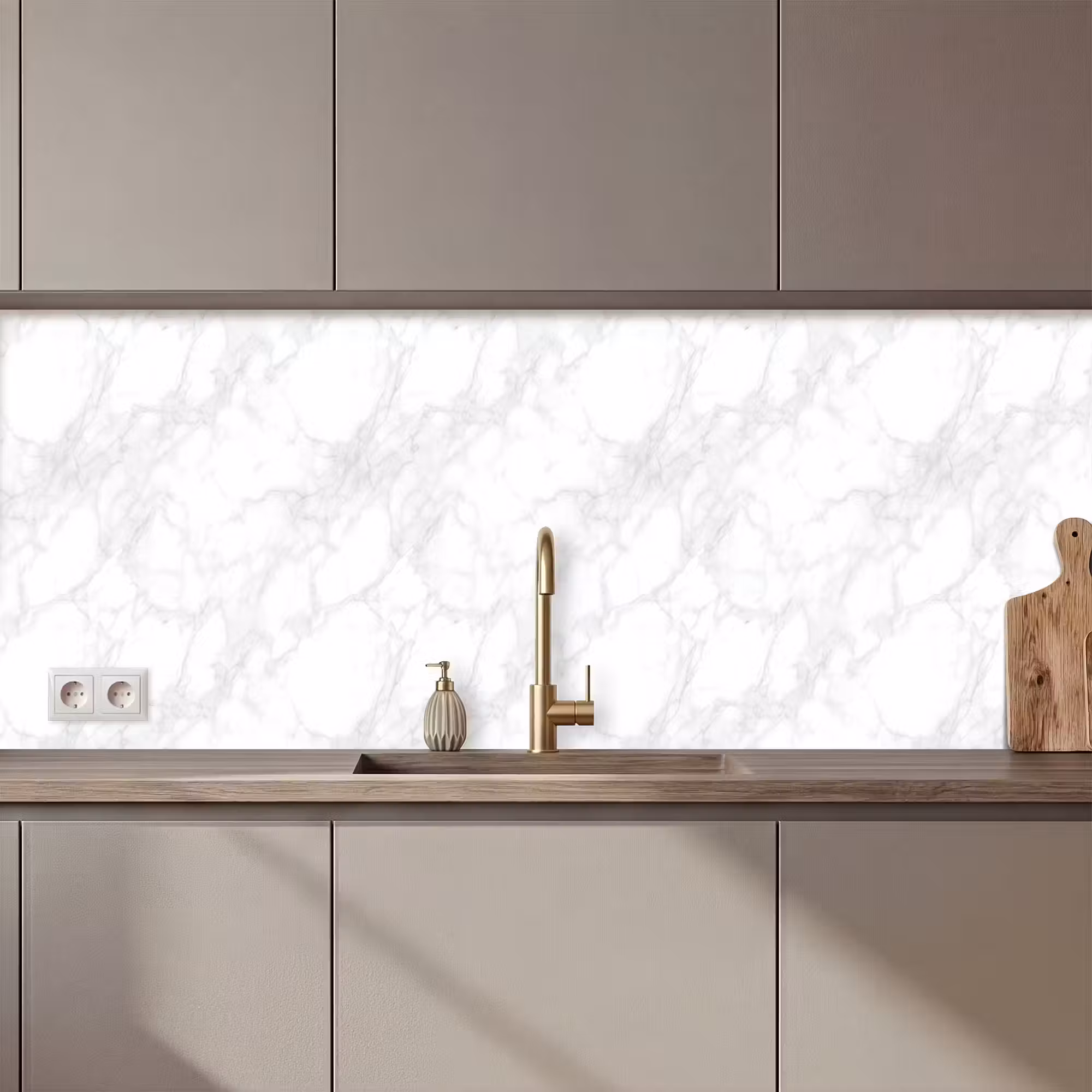Keuken achterwand - Minimalistisch - Wit - Grijze aders