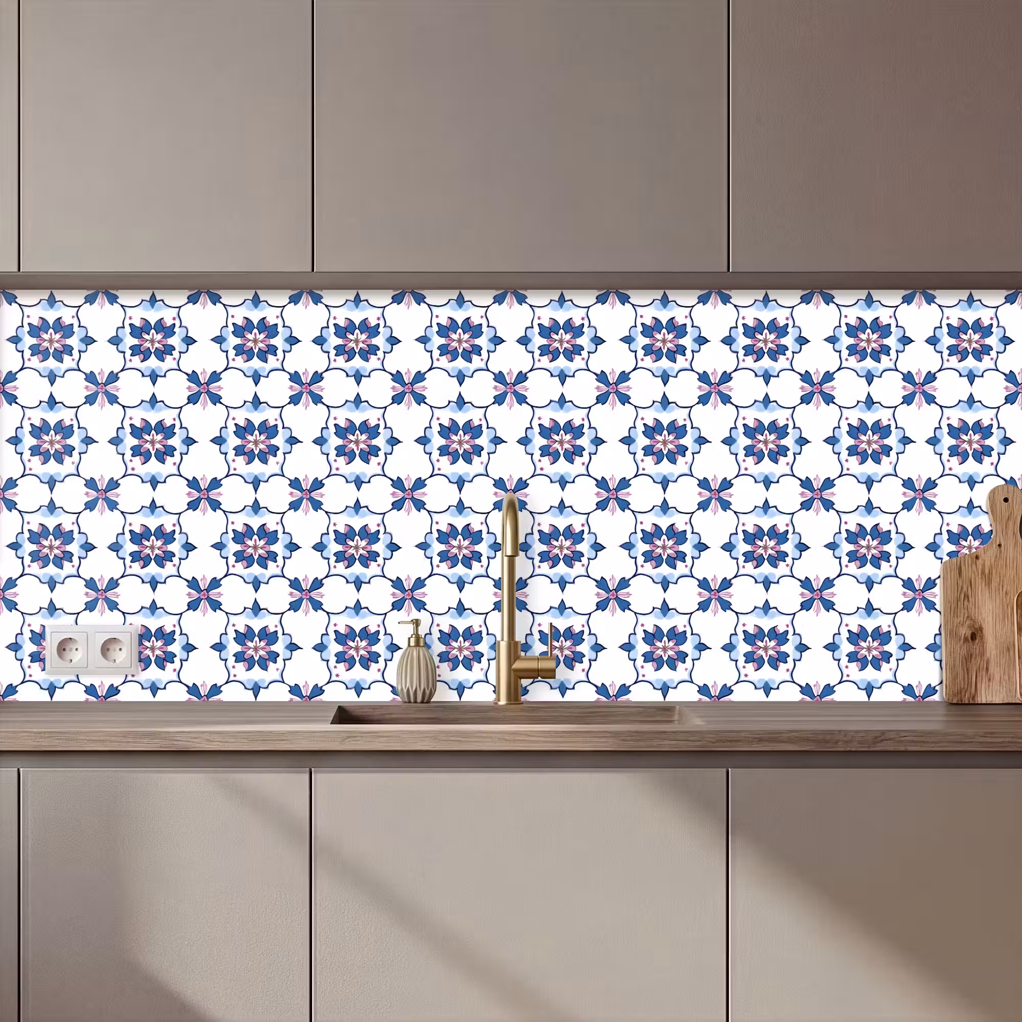 Keuken achterwand - Modern - Patroon - Blauw - Roze