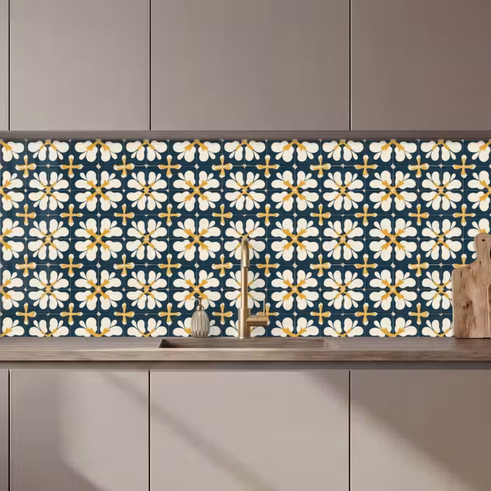 Keuken achterwand - Motief - Tegel - Okergeel